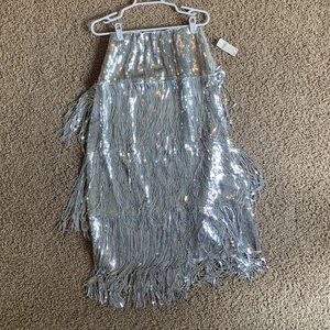 Maeve Tatiana Sequined Fringe Midi Skirt